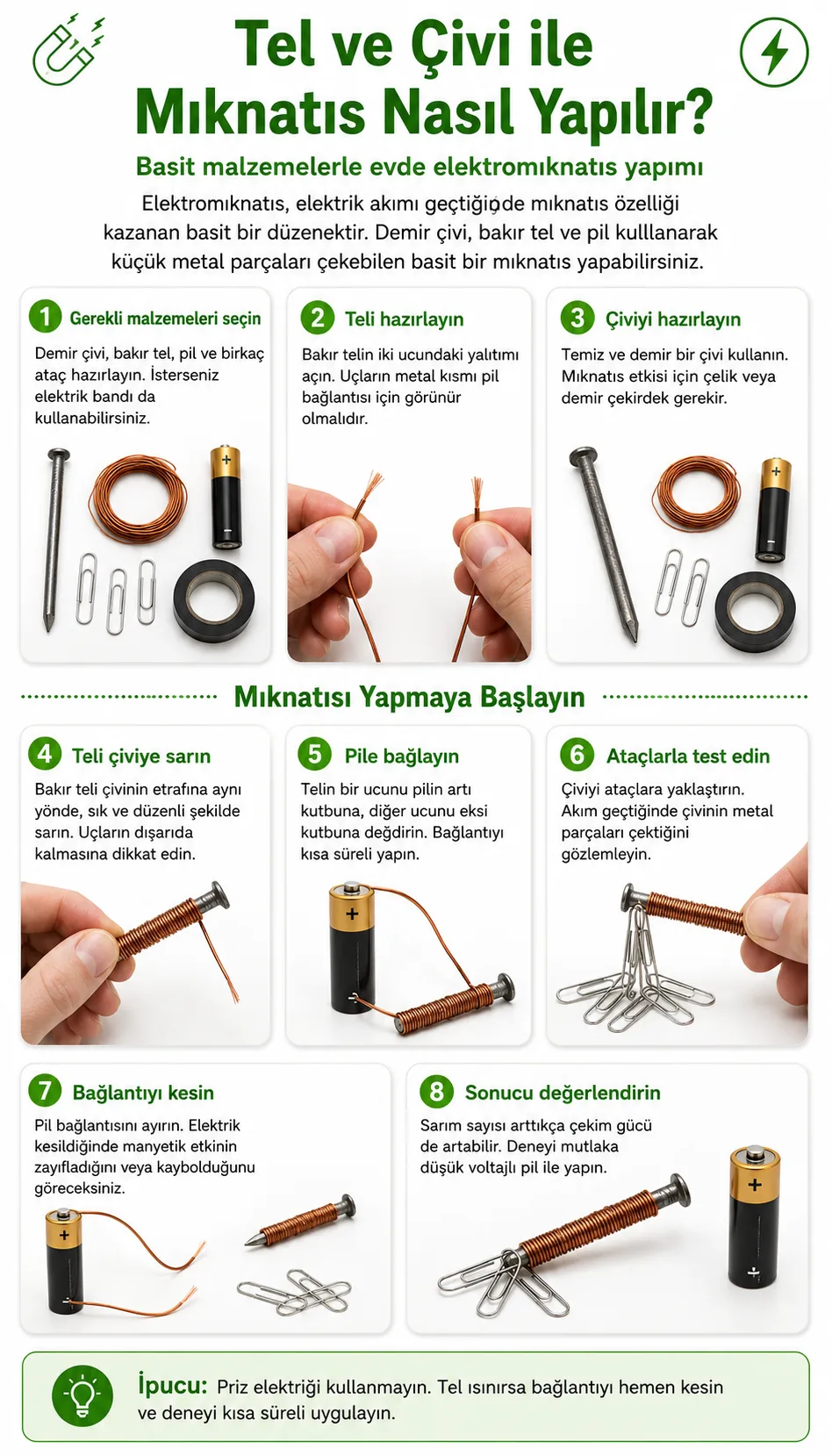 Tel ve Çivi ile Mıknatıs Nasıl Yapılır?